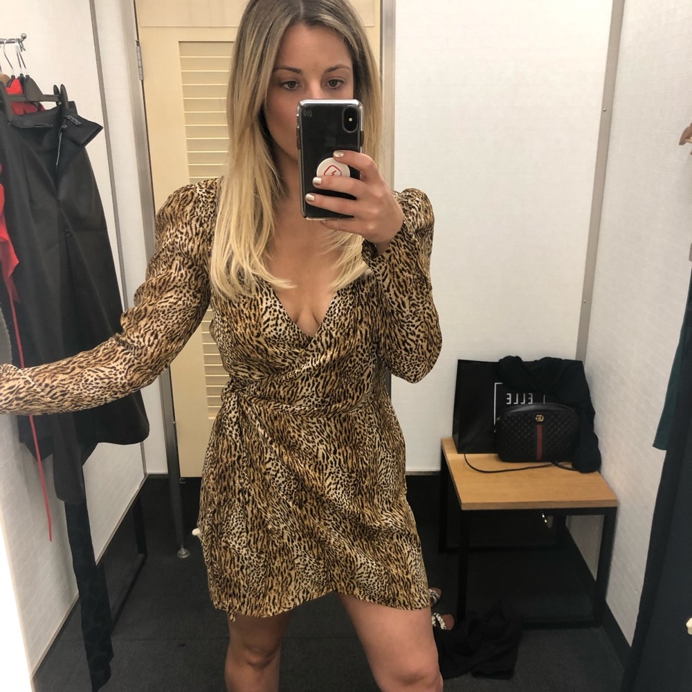 Reformation Leopard Wrap Dress